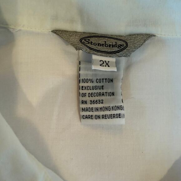 Vintage Safari-Core Shirt 2X | Stonebridge Embroidered Animals & Beaded Collar - Picture 3 of 10